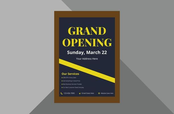 grand opening flyer design template. new shop opening poster leaflet template. a4 template, brochure design, cover, flyer, poster, print-ready