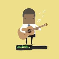 empresario africano tocando la guitarra por dinero. vector