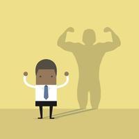African businessman casting strong man shadow. vector