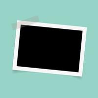 Rectangle photo frames with sticky tape on green background. vector