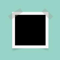 Square photo frames with sticky tape on green background. vector