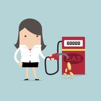 Businesswoman and gas station. vector