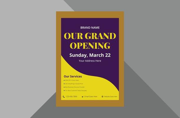 grand opening flyer design template. new shop opening poster leaflet template. a4 template, brochure design, cover, flyer, poster, print-ready