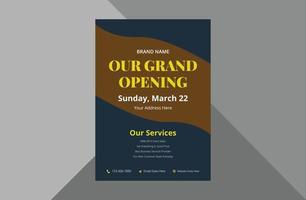 grand opening flyer design template. new shop opening poster leaflet template. a4 template, brochure design, cover, flyer, poster, print-ready vector