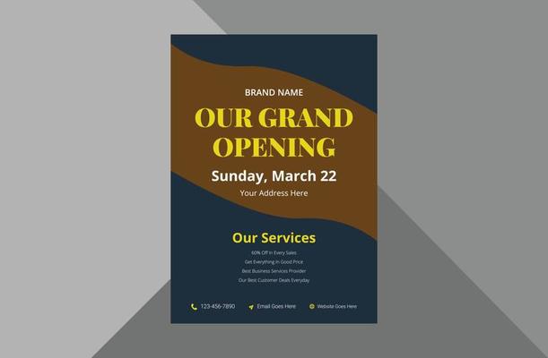 grand opening flyer design template. new shop opening poster leaflet template. a4 template, brochure design, cover, flyer, poster, print-ready