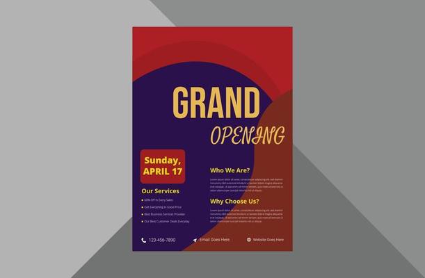 grand opening flyer design template. new shop opening poster leaflet template. a4 template, brochure design, cover, flyer, poster, print-ready