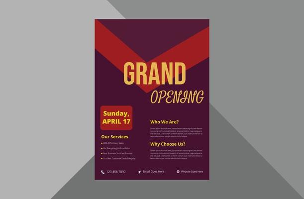 grand opening flyer design template. new shop opening poster leaflet template. a4 template, brochure design, cover, flyer, poster, print-ready