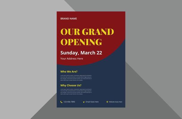 grand opening flyer design template. new shop opening poster leaflet template. a4 template, brochure design, cover, flyer, poster, print-ready