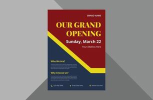 grand opening flyer design template. new shop opening poster leaflet template. a4 template, brochure design, cover, flyer, poster, print-ready vector