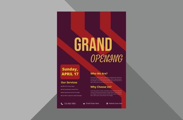 grand opening flyer design template. new shop opening poster leaflet template. a4 template, brochure design, cover, flyer, poster, print-ready