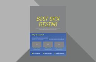 skydiving flyer design template. parachuter skydiving tourism poster leaflet design. a4 template, brochure design, cover, flyer, poster, print-ready vector