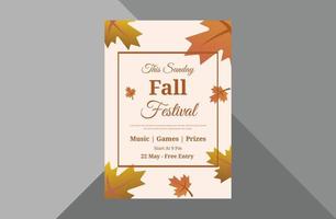 autumn festival flyer design template. autumn fall festival poster leaflet design template. a4 template, brochure design, cover, flyer, poster, print-ready vector