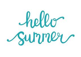 Hello summer hand drawn lettering, vector illustration