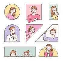 People are making various expressions in various types of frames. vector