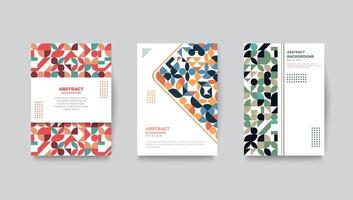 retro cover template set geometric background - vector