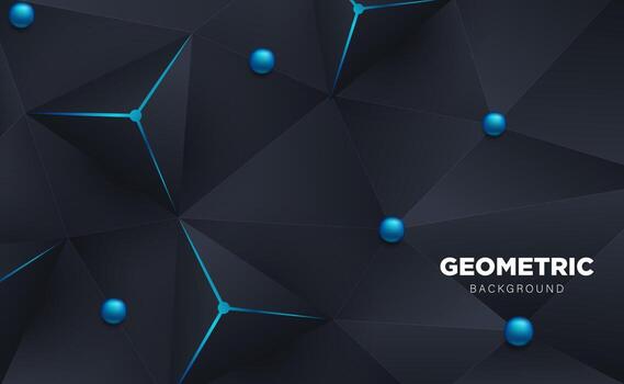 abstract 3d polygon triangle with dark background  - vector