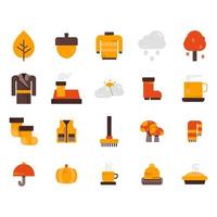 conjunto de iconos de estilo plano de otoño vector