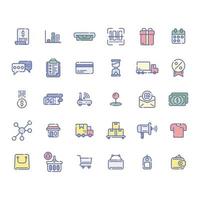 ecommerce and shopping filled line icon set vector