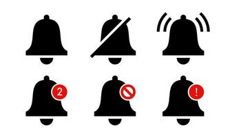 Notification bell icon set. Silhouette bell icon alert. Suitable for design element of account information app reminder. vector