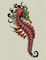 seahorse tattoo design vector