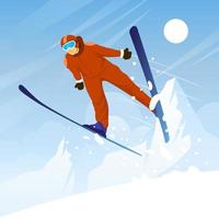 Winter Activity Sport Ski Flying vector