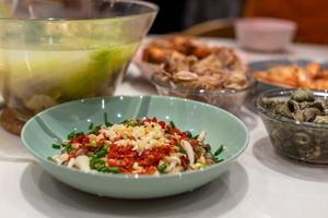 Dinner for family gatherings, Chinese ingredients in preparation photo