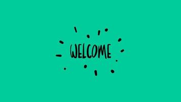 Bem-vindo fundo de tela verde de design de texto animado de boas-vindas. animação bem-vinda. animação de boas-vindas, loja, desconto, venda, decoração. estilo splash video