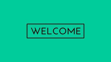 Bem-vindo fundo de tela verde de design de texto animado de boas-vindas. animação bem-vinda. animação de boas-vindas, loja, desconto, venda, decoração. estilo emoldurado video