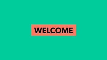 Bem-vindo fundo de tela verde de design de texto animado de boas-vindas. animação bem-vinda. animação de boas-vindas, loja, desconto, venda, decoração. estilo de exibição video