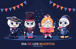 colección de personajes dia de los muertos vector