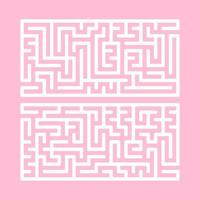 A set of two rectangular labyrinths. A simple flat vector illustration isolated on a pink background. Developmental game for children.