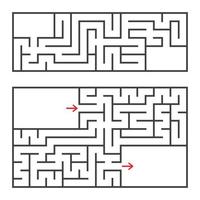 A set of two rectangular mazes with an entrance and an exit. Simple flat vector illustration isolated on white background. With a place for your image