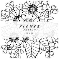 mehndi flower decorative ornament in ethnic oriental style, doodle ornament, outline hand draw. coloring book page. vector