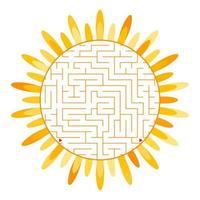 Labyrinth in the form of an abstract flower silhouette. Simple flat vector illustration isolated on white background.