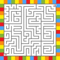 Square color labyrinth. An interesting game for children. Simple flat vector illustration isolated on white background.