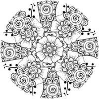 mehndi flower decorative ornament in ethnic oriental style, doodle ornament, outline hand draw. coloring book page. vector