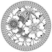 Circular pattern in the form of mandala with flower for henna, mehndi, tattoo, decoration. vector