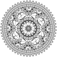 Circular pattern in the form of mandala with flower for henna, mehndi, tattoo, decoration. vector