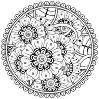 Circular pattern in the form of mandala with flower for henna, mehndi, tattoo, decoration. vector