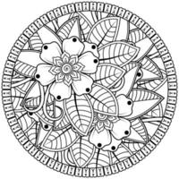 Circular pattern in the form of mandala with flower for henna, mehndi, tattoo, decoration. vector