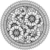 Circular pattern in the form of mandala with flower for henna, mehndi, tattoo, decoration. vector