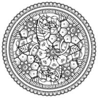 Circular pattern in the form of mandala with flower for henna, mehndi, tattoo, decoration. vector