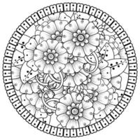 Circular pattern in the form of mandala with flower for henna, mehndi, tattoo, decoration. vector