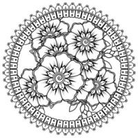 Circular pattern in the form of mandala with flower for henna, mehndi, tattoo, decoration. vector