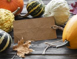 Autumn composition,  cozy fall season,  pumpkins and leaves photo