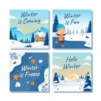 colección de tarjetas de naturaleza de invierno vector
