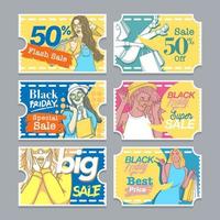 Black Friday Sale Coupon Sticker Set vector