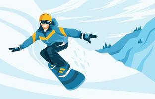 Mountain Snowboarding Activity vector