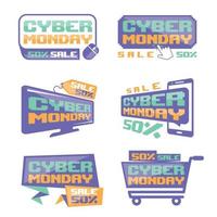 conjunto de insignias de cyber monday vector