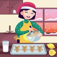 Preparing Gingerbread Cookies for Christmas vector